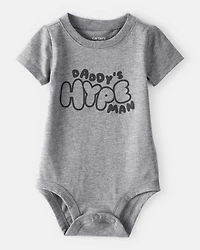 Baby Boy 'Daddy's Hype Man' Short-Sleeve Graphic Bodysuit - Grey