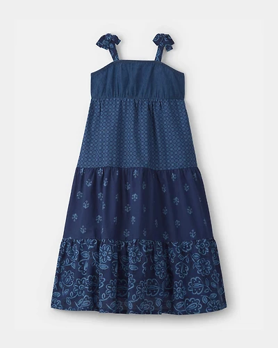 Girls Floral Maxi Dress - Navy