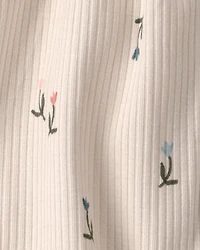 Baby Girl Floral Short-Sleeve Romper - Tan