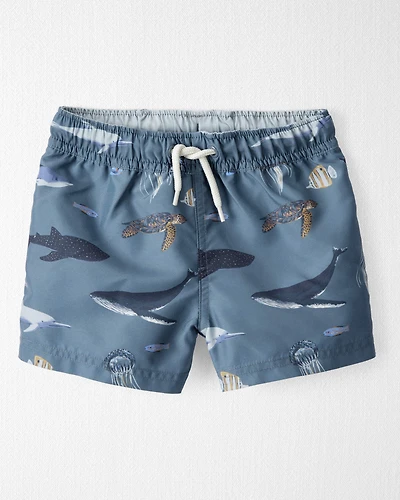 Toddler Boy Recycled Ocean-Print Swim Trunks