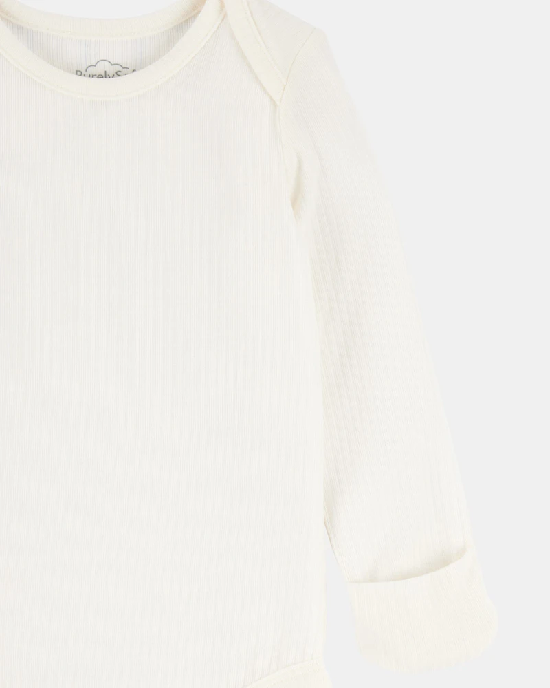 Baby 2-Pack Long-Sleeve PurelySoft Bodysuits - Khaki/Ivory