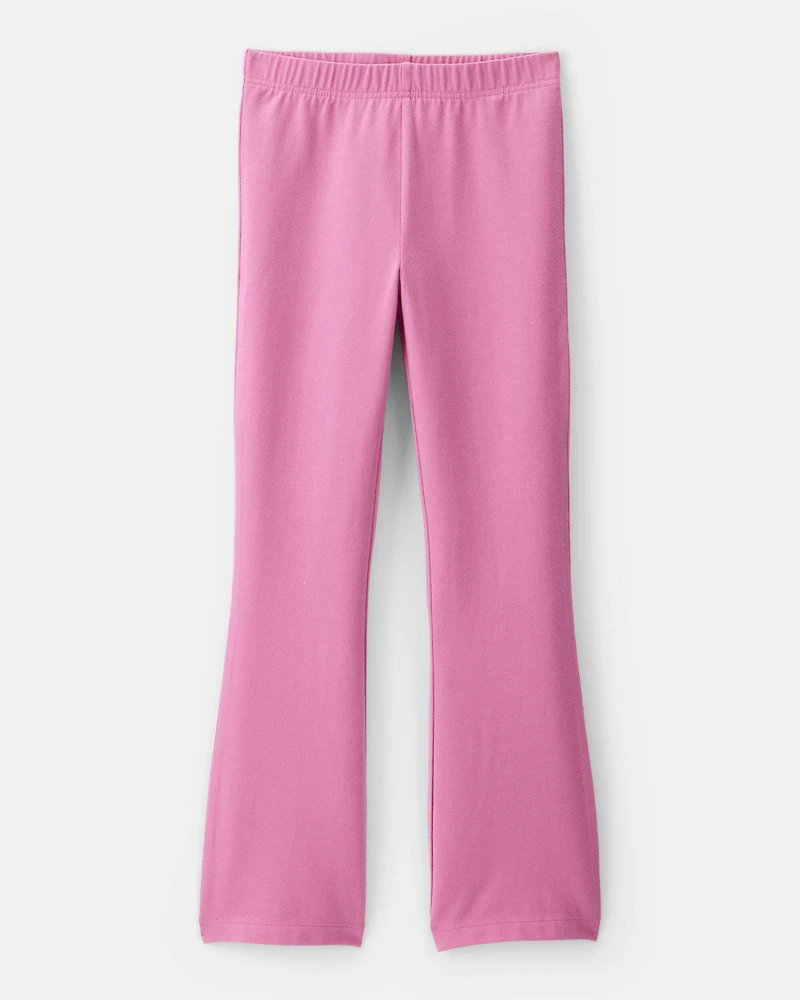 Girls Solid Cotton Flare Stretch Leggings