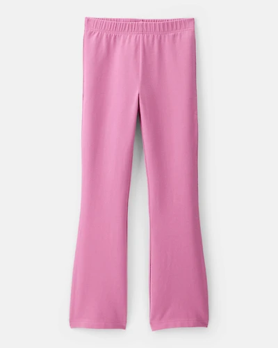 Girls Solid Cotton Flare Stretch Leggings
