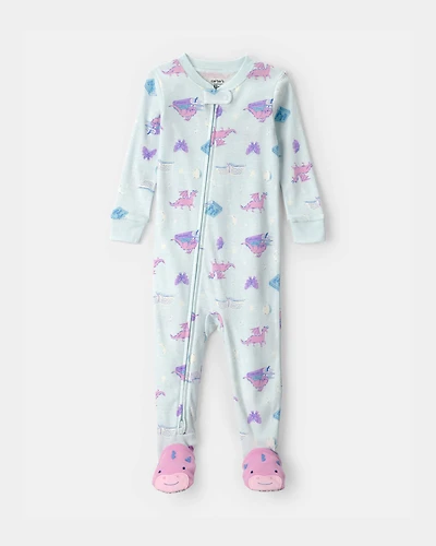 Baby Girl Fairy Tale 100% Cotton Snug Fit 1-Piece Pajama - Blue