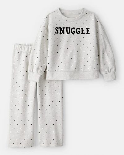 Toddler Girl Snuggle French Terry Pullover & Pant Set - Grey