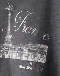 Girls Paris Cotton Short-Sleeve Graphic Tee - Grey