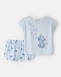 Girls 2-Piece Disney© Lilo & Stitch Short-Sleeve Pajama Set - Blue