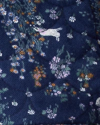 Baby Girl Floral Print Flannel Jacket - Navy