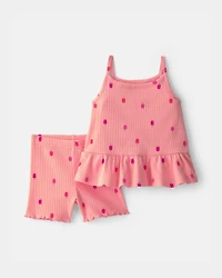 Baby Girl 2-Piece Popsicle Top & Short Set - Pink