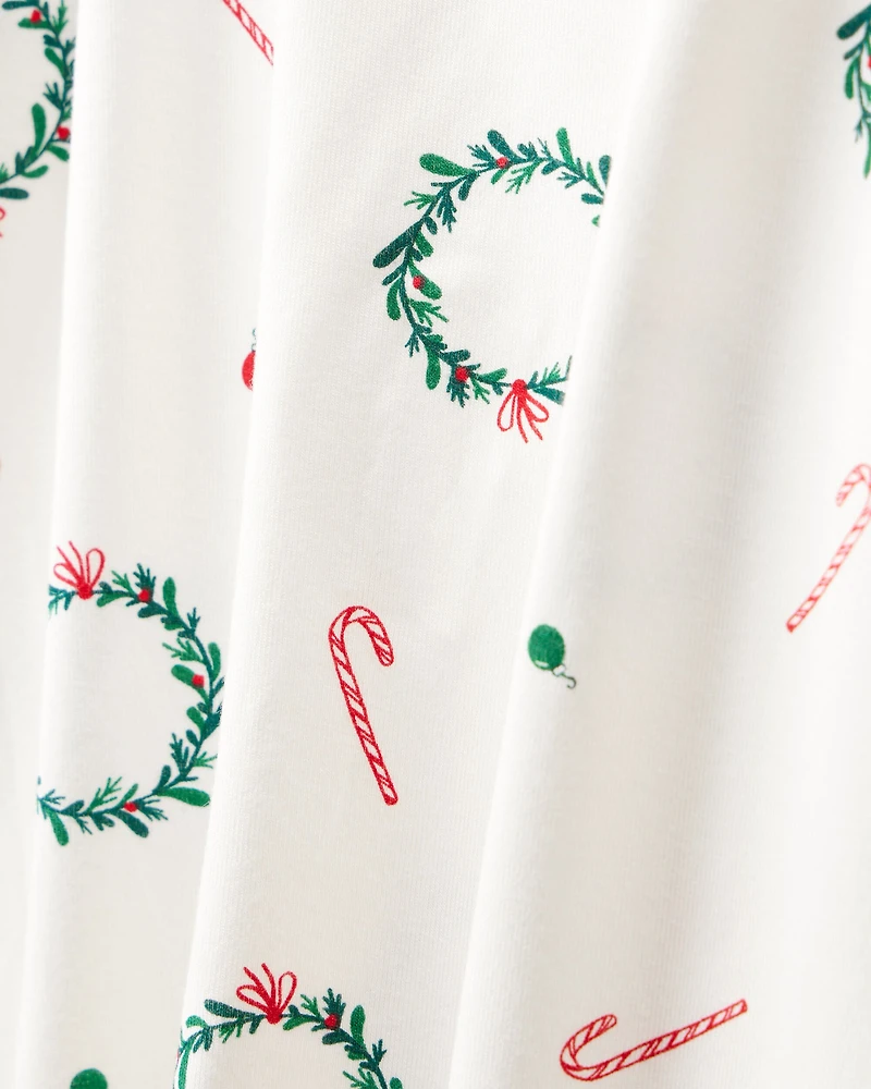 Toddler Wreath PurelySoft Long-Sleeve Snug Fit 2-Piece Pajamas - White