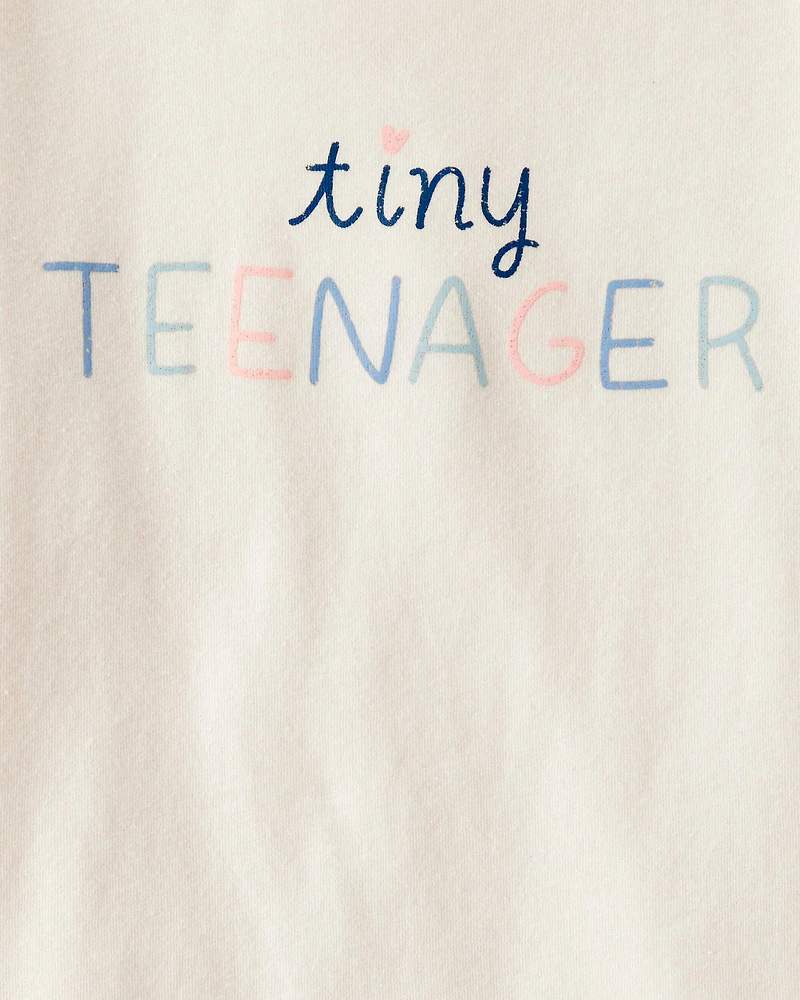 Toddler Girl 'Tiny Teenager' Long-Sleeve Graphic Tee - Cream