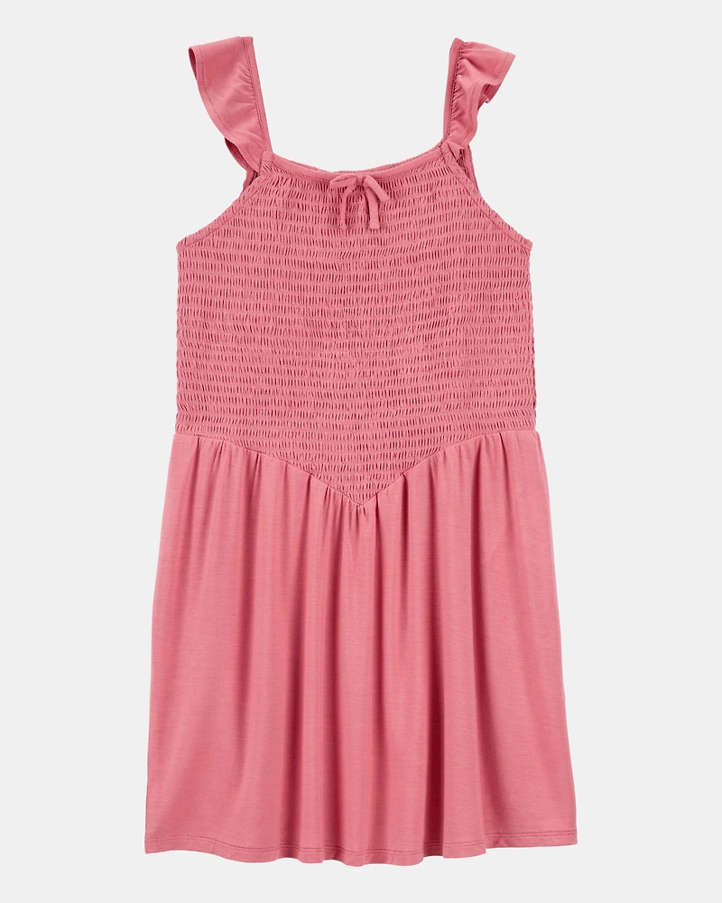 Kid Smocked Tank Dress - Pink
