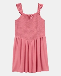 Kid Smocked Tank Dress - Pink