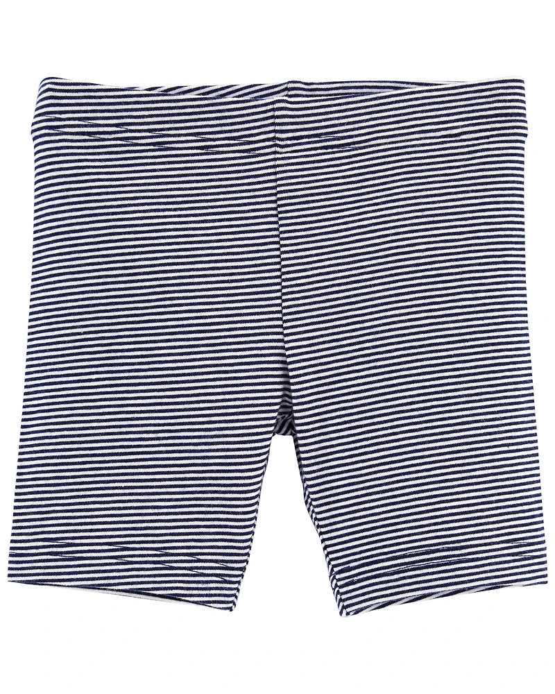 Toddler Girl Striped Tumbling Shorts - Navy