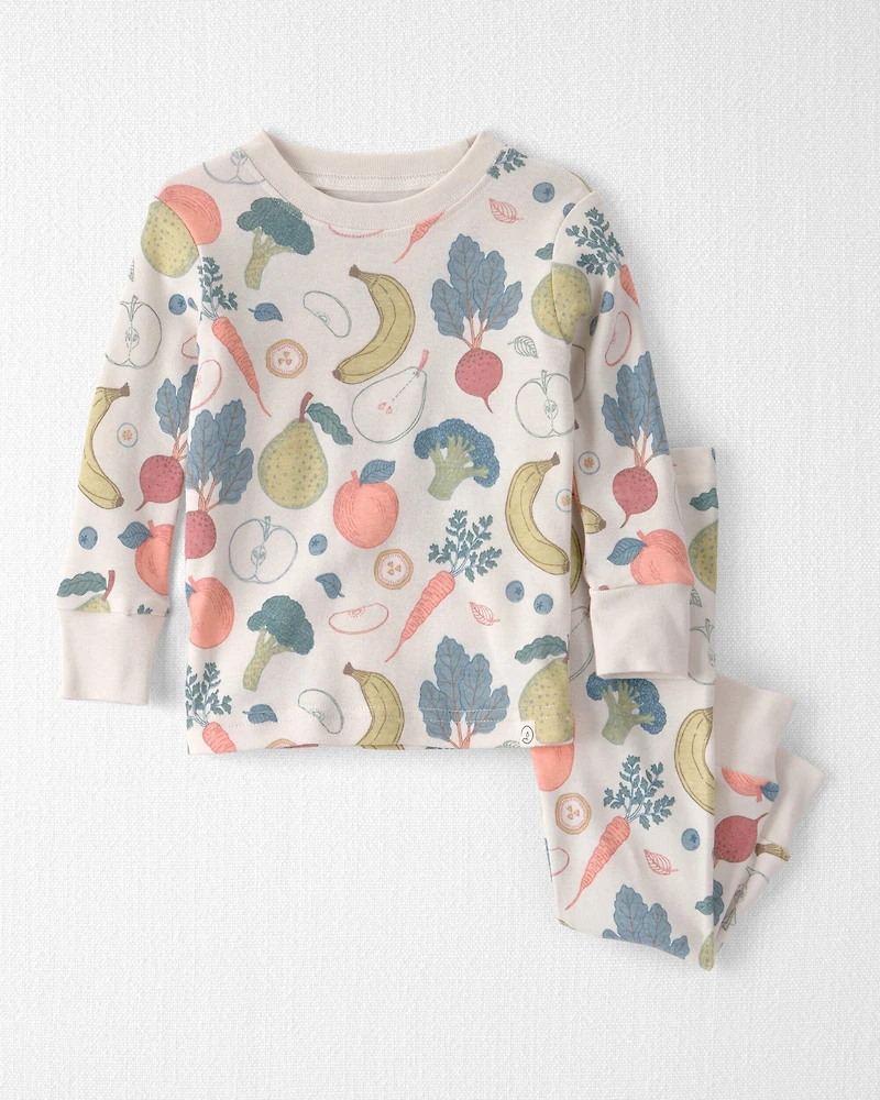 Baby 2-Piece Organic Cotton Ribbed Pajama Set in Veggie Fruit Print