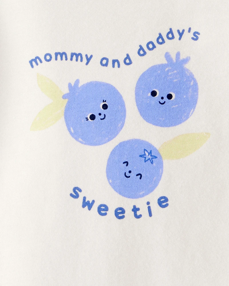 Baby Girl Cotton Long-Sleeve Graphic Bodysuit - White