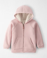 Girls Recycled Sherpa Waffle Knit Hooded Jacket