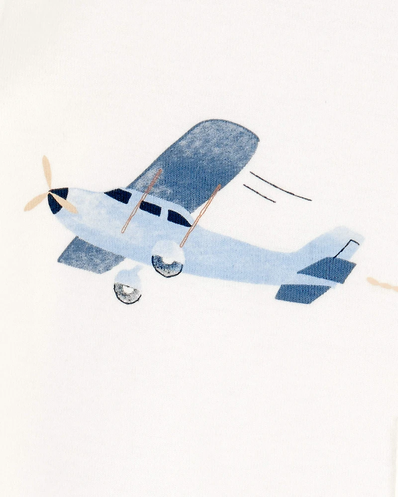 Baby 4-Piece Airplane Print Outfit Set - Blue