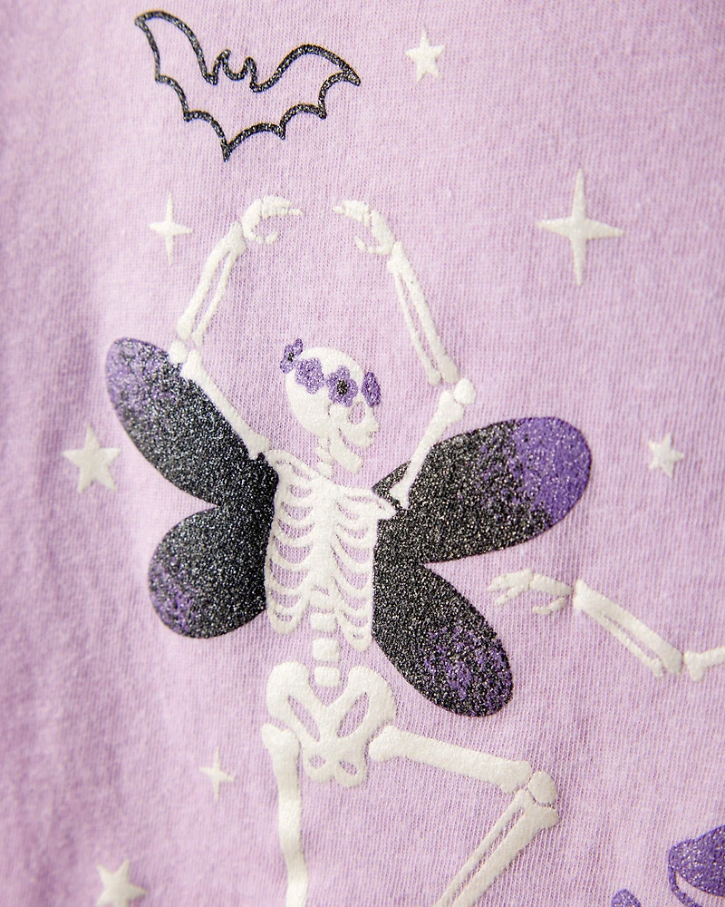 Girls Skeleton Long-Sleeve Graphic Tee - Purple