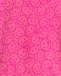 Girls Smiley Face Fleece Loose Fit Night Gown - Pink