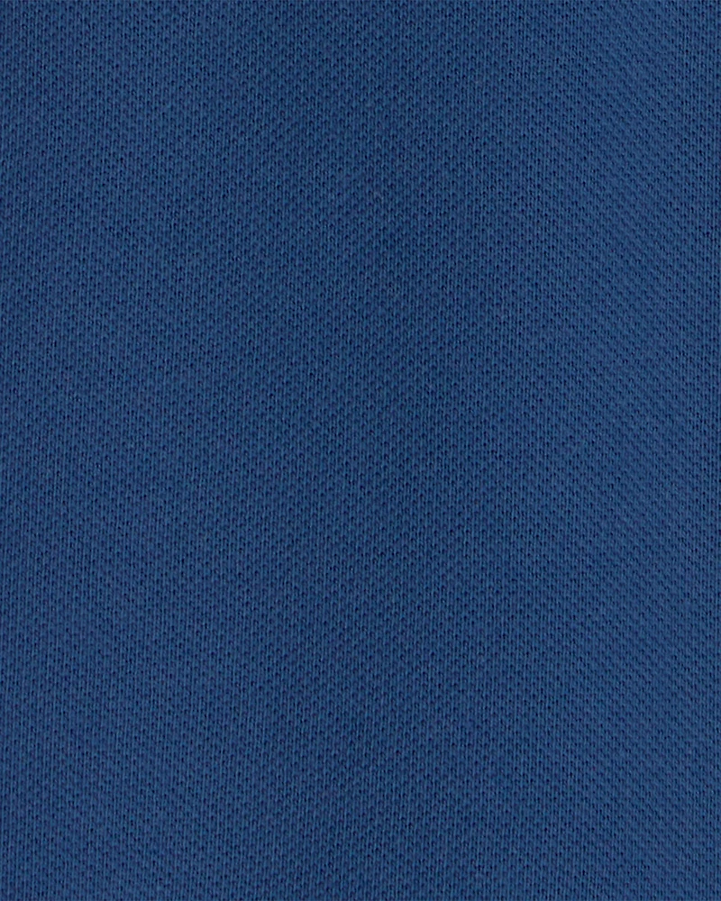 Baby Boy Pique Polo Short-Sleeve Romper - Navy Blue