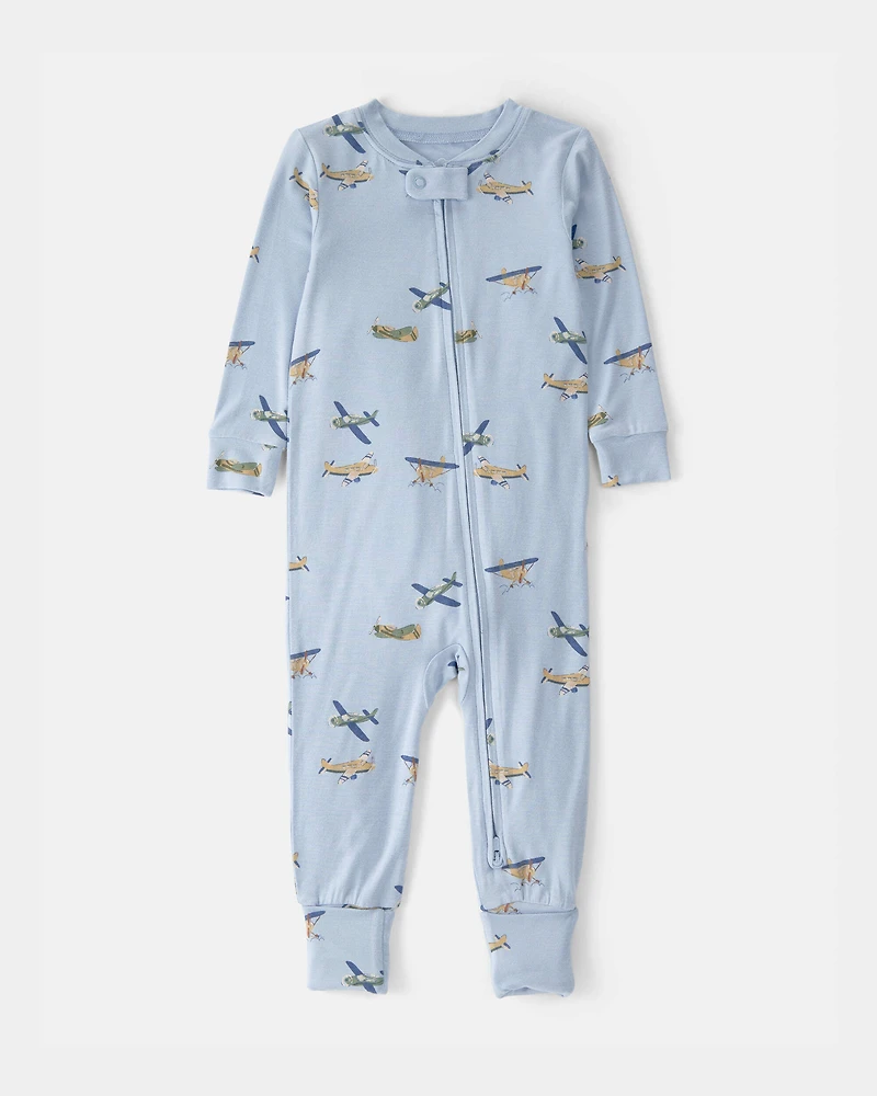 Toddler Boy Plane PurelySoft 1-Piece Pajama - Blue