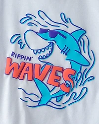 Baby Boy 2-Piece Shark Top & Short Set - Blue/Khaki