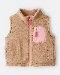 Girls Sherpa Vest - Brown