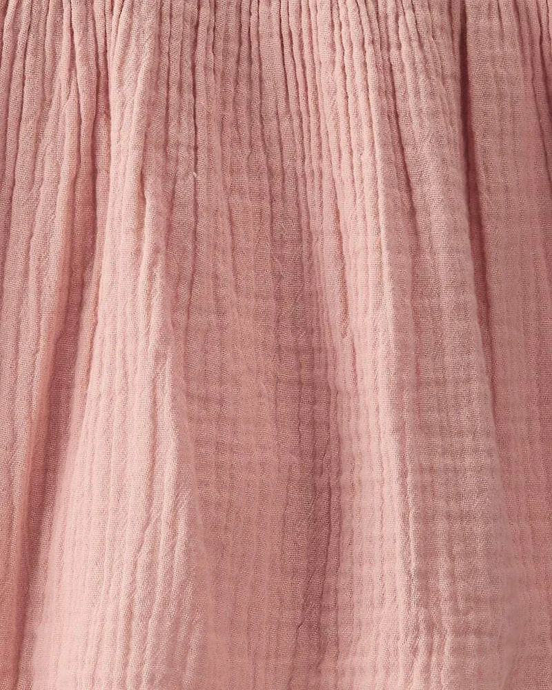 Baby Organic Cotton Gauze Dress in Pink