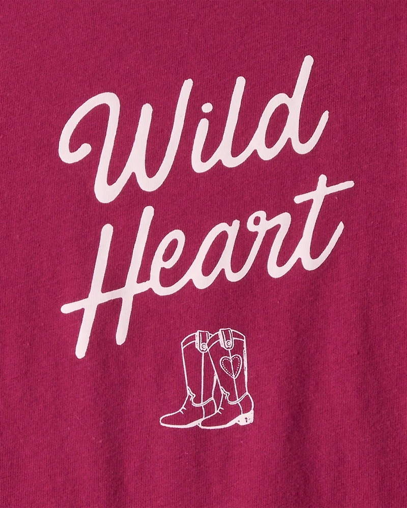 Girls Wild Heart Long-Sleeve Graphic Tee - Pink