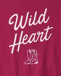 Girls Wild Heart Long-Sleeve Graphic Tee - Pink
