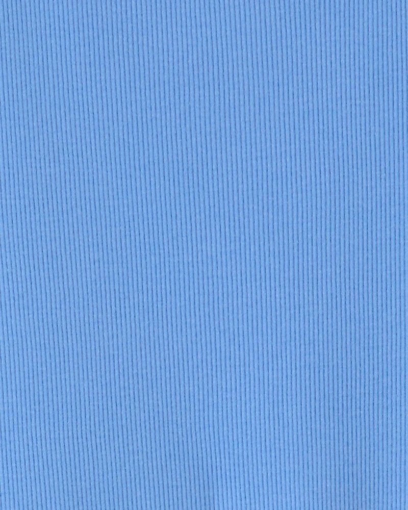 Girls Rib Short-Sleeve Dress - Blue