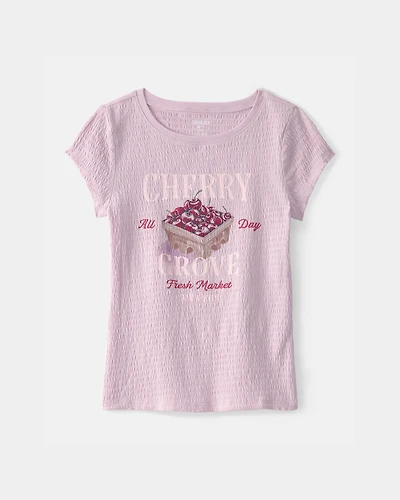 Girls Cherry Ruched Top - Purple