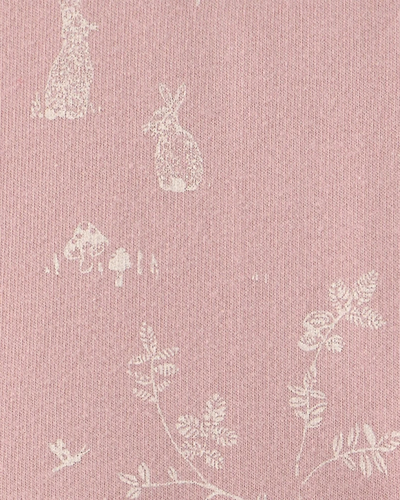 Baby Girl Organic Cotton French Terry Dress in Pink Bunnies Print