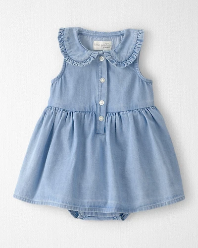 Baby Girl Organic Cotton Chambray Bodysuit Dress