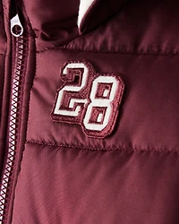 Toddler Striped Sleeves Hooded Puffer Jacket - Red