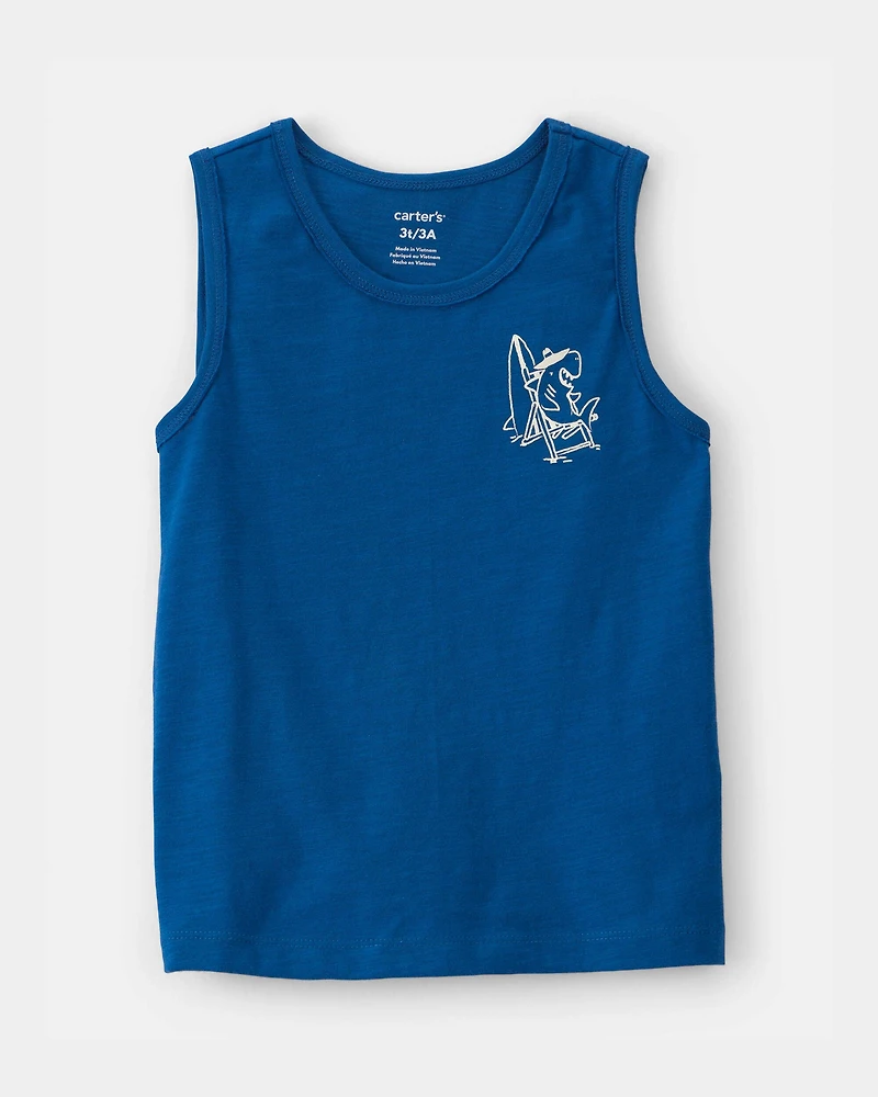 Toddler Boy Shark Tank Top - Navy Blue