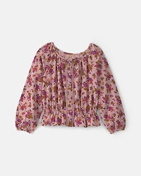 Kids Floral Long-Sleeve Top - Pink