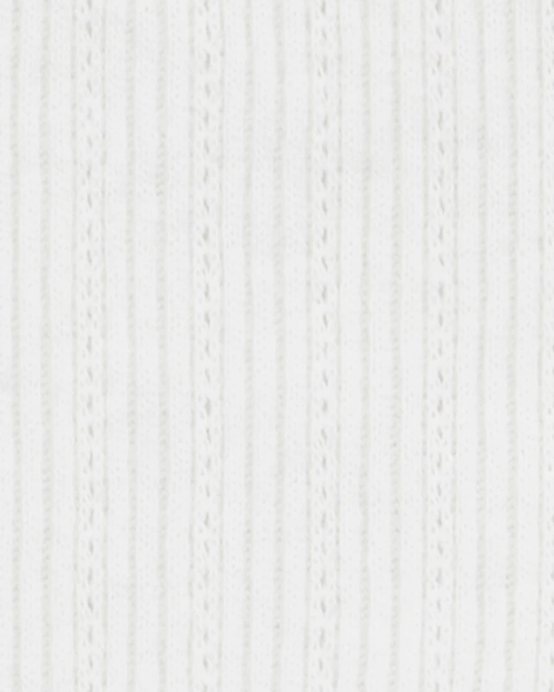 Kid 2-Piece Pointelle Tee & Bow Print Maxi Skirt Set - Black/White