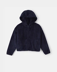 Girls Sherpa Zip-Up Jacket - Blue