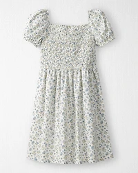 Girls Smocked Dress Made with Organic Cotton in Spring Bloom Print