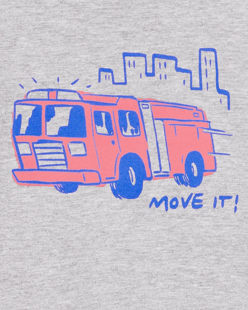 Toddler Firetruck Short-Sleeve Graphic Tee - Grey