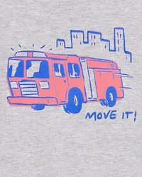 Toddler Firetruck Short-Sleeve Graphic Tee - Grey