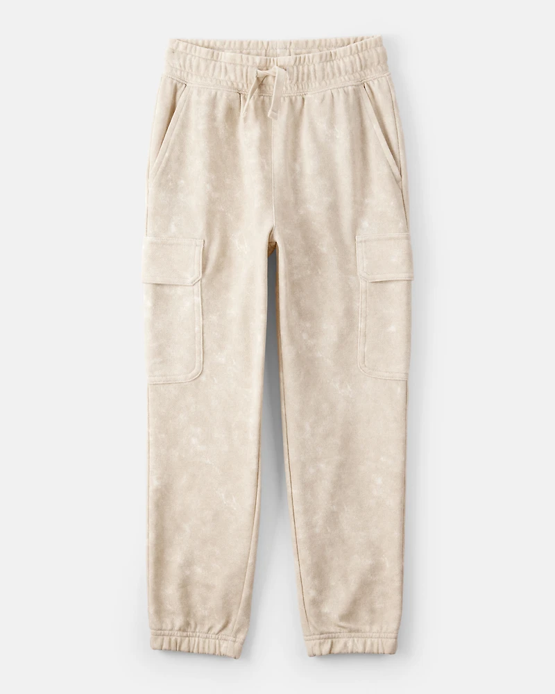 Boys Acid Wash Print French Terry Jogger - Cream