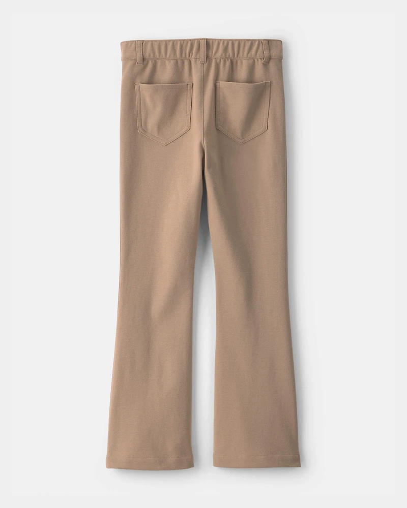 Girls 2-Pack Uniform Ponte Flare Pants - Khaki