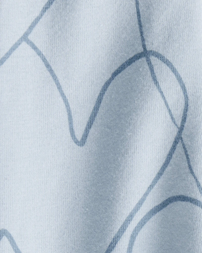 Baby Girl Cotton Heart Stretch Leggings - Blue