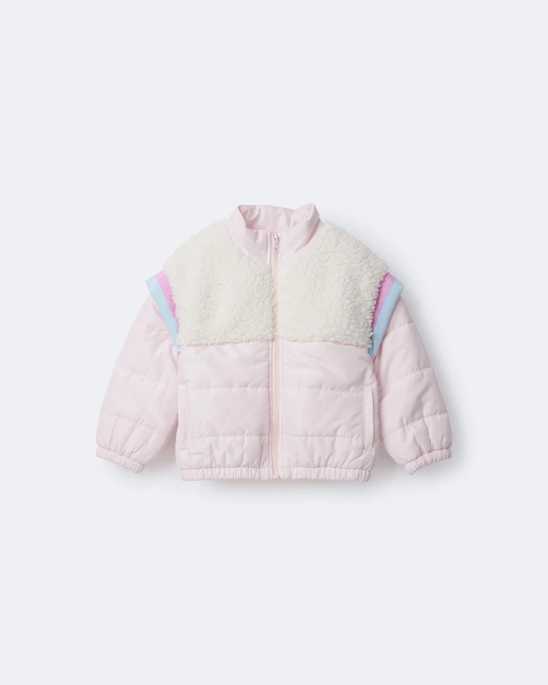 Toddler Girl Colorblock Zip-Up Jacket - Light Pink/Cream