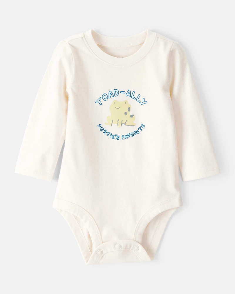 Baby Aunts Favorite Cotton Long-Sleeve Graphic Bodysuit - Ivory
