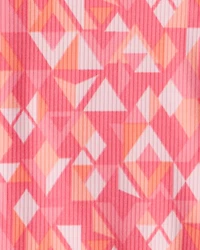 Girls 2-Piece Active Rib Top & Flare Pants Set - Coral/Black