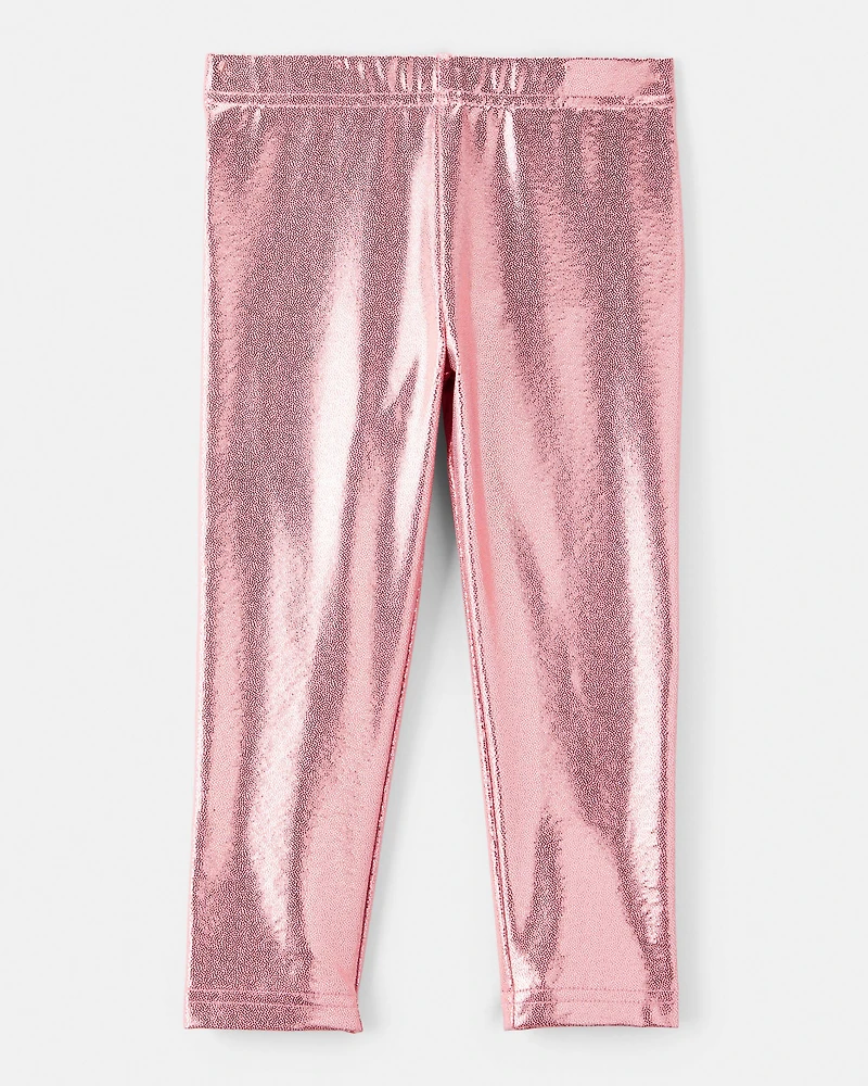 Toddler Girl Pull-On Stretch Metallic Leggings - Pink